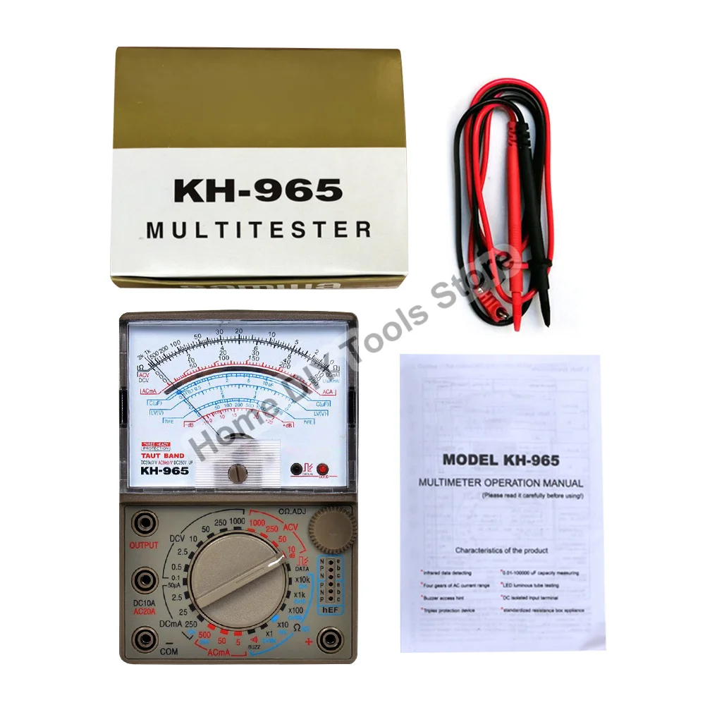 KH965 Analog Multimeter Universal Meter Pointer Display Electrical Tester AC DC Voltage Current Resistance With Test Pen Buzzer