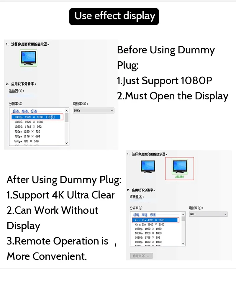 4K DP Displayport Dummy Plug สำหรับ PC คอมพิวเตอร์เดสก์ท็อปกราฟิกการ์ด Virtual Display Adapter EDID Headless Ghost จำลอง