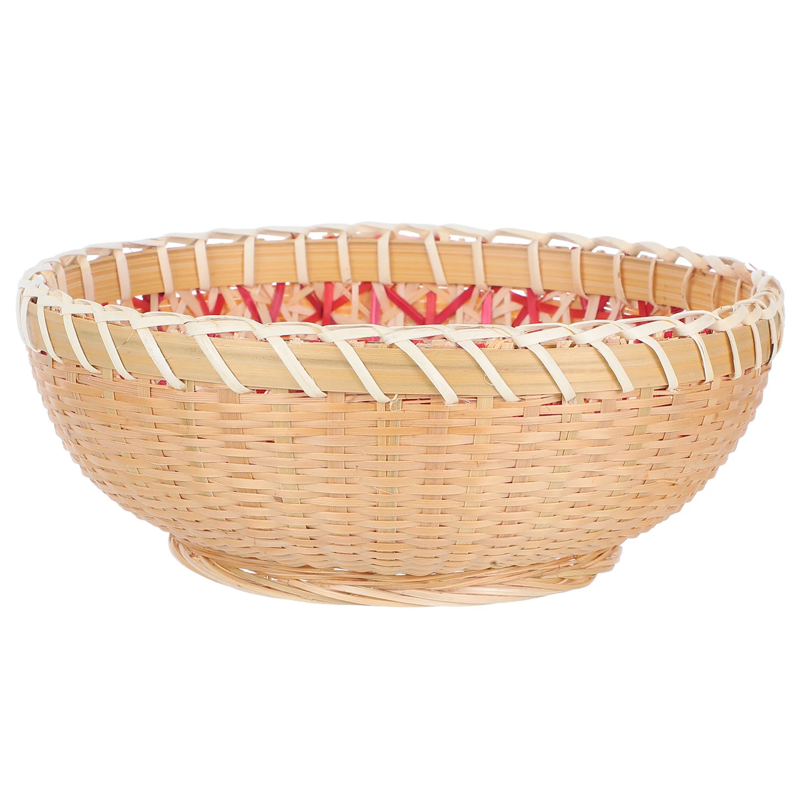 

Bamboo Storage Basket Round Handwoven Fruit ganizer Kitchen Pantry Bread Holder Rattan Tray Small Woven Container