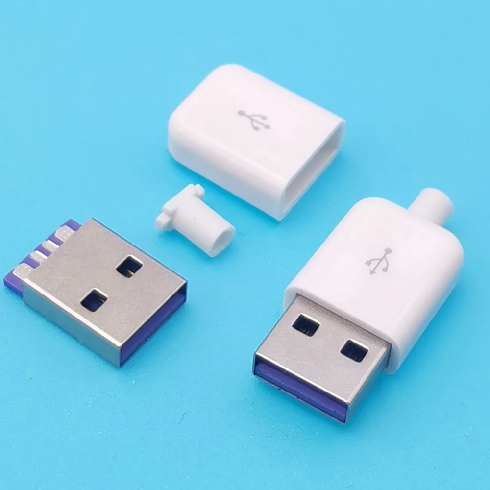 DIY USB 3.0 수 커넥터 (3 in 1) 3.0USB 전원 플러그 조립 잭, 플라스틱 커버, 충전 소켓 납땜, 5 세트