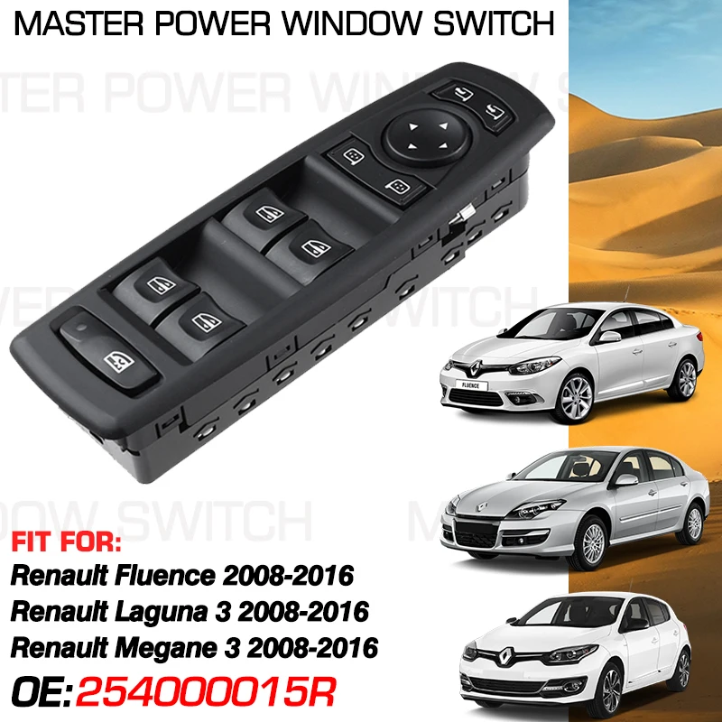 

Car Window Control Switch Master Button For Renault Fluence Laguna 3 Megane 3 2008-2016 254000015R 13 Pins 809610006R