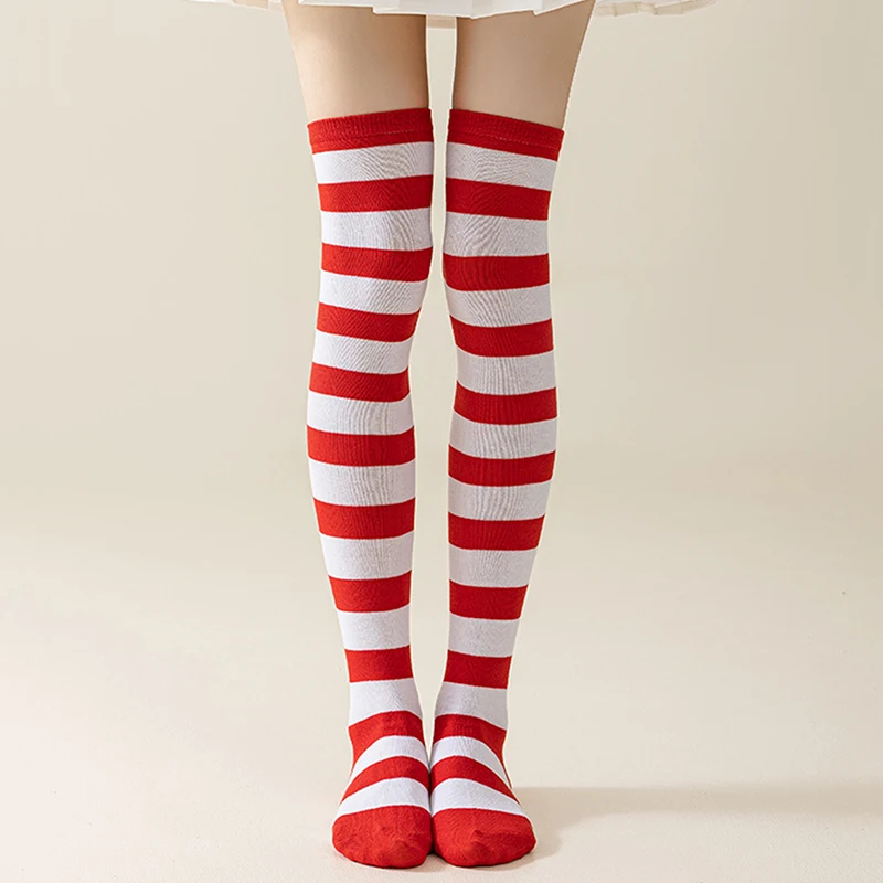 

Color Striped Over Knee High Socks For Women Girls Stocking Lolita Long Thigh High Socks Women Warm Compression Socks