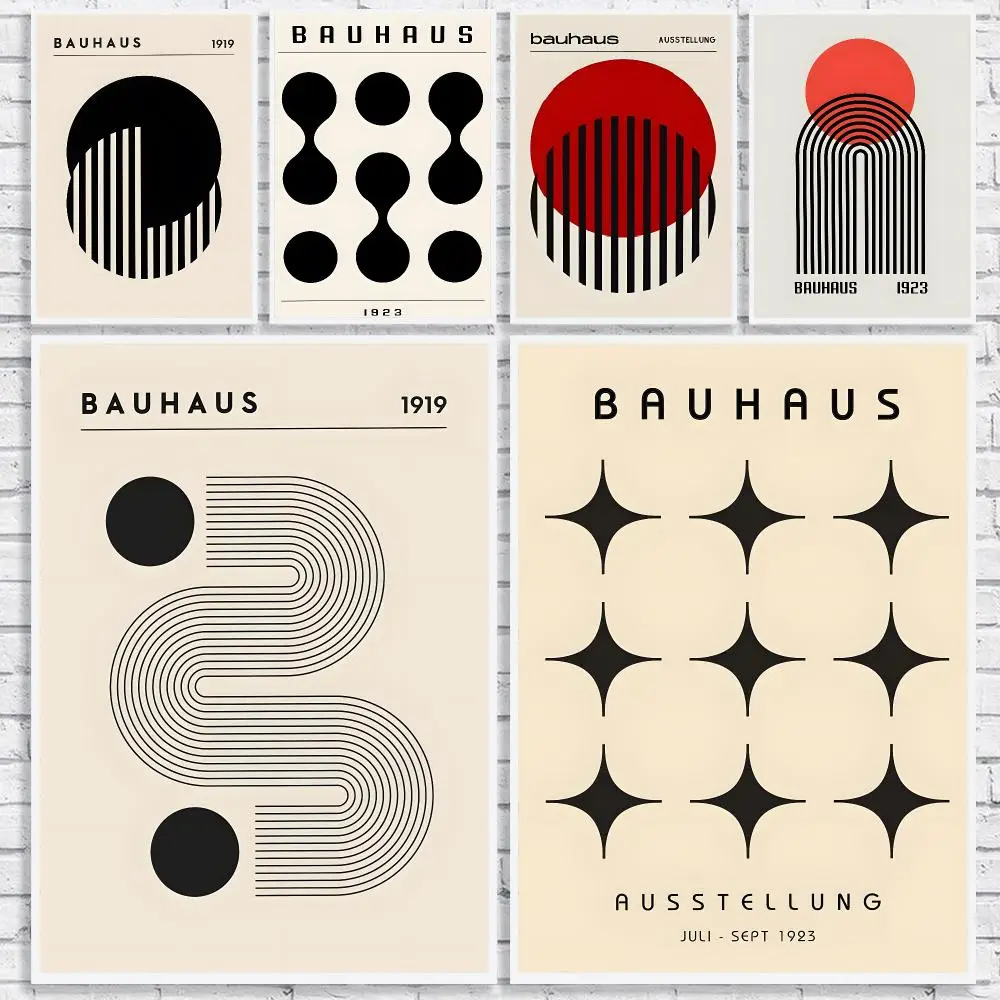 Popular Pretty B-bauhaus Line Art Poster High-Quality Canvas Wall Mural Crease-Free For Living Room Bedroom Interiors
