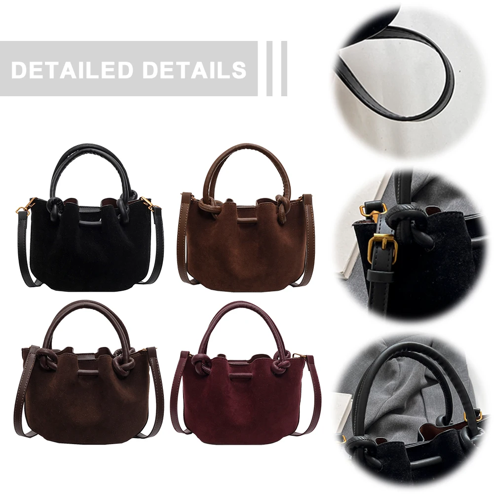

Women Retro Top Handle Bag Solid Color PU Leather Crossbody Bags Shoulder Bag Fashion Versatile Bucket Bag Tote Bag