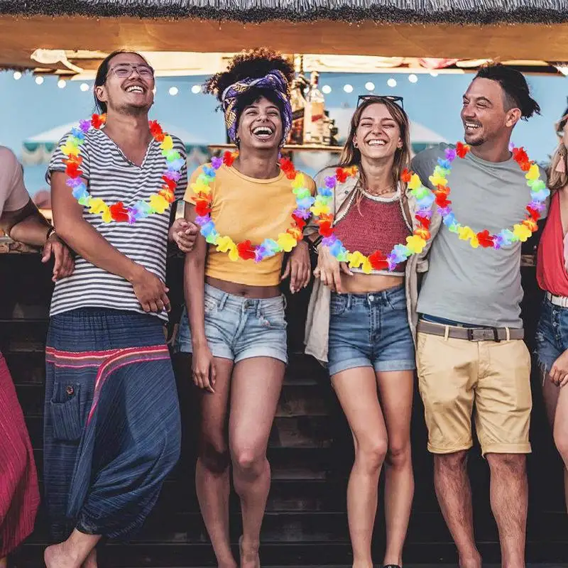 

Luau Leis ожерелья 39 дюймов Luau Leis аксессуары для костюмов танцевальная гирлянда Разноцветные 10 штук ожерелье для Leis для танцев