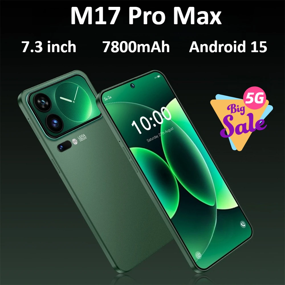 HOT NEW M17 Pro Max Smartphone 7.3HD Original Cheap 5G Dual Card Dual Standby Cellphones 7800mAh Android 15 Mobile Cell Phones