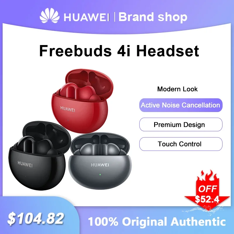 Huawei-auriculares inalámbricos Freebuds 4i, cascos con Bluetooth, cancelación activa de ruido, intrauditivos, estéreo, deportivos, para todos los teléfonos