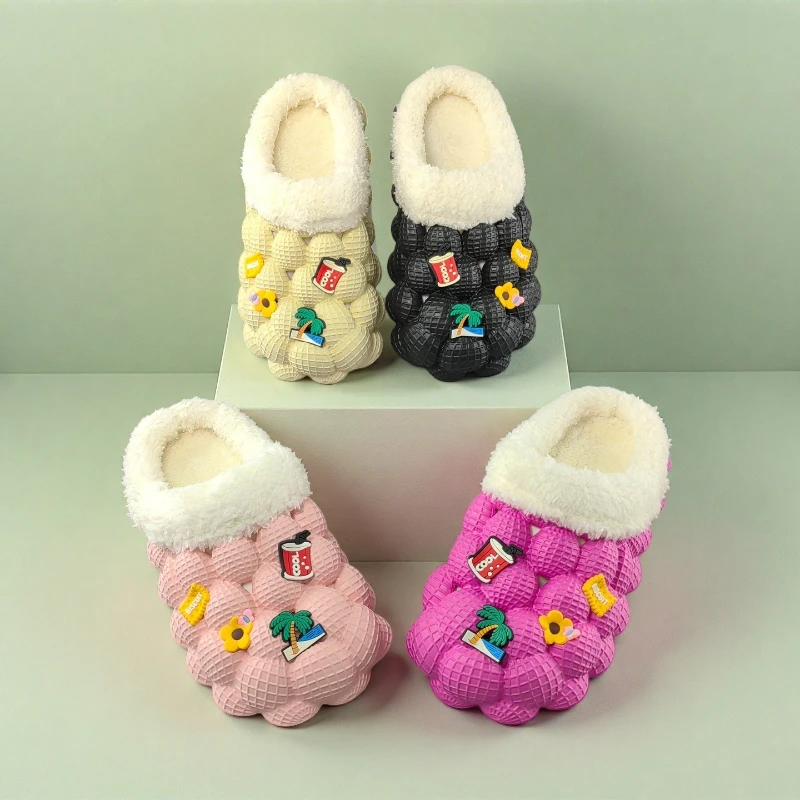 

Новые удобные зимние хлопковые тапочки, теплые и нескользящие женские тапочки, модная домашняя женская обувь, 2025 г., тапочки для пар