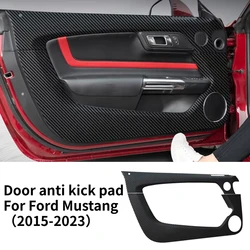 For Ford Mustang 2015 2016 2017 2018 2019 2022 2023 Door Anti Kick Cover Pad sticker Protection Mat Carbon Fiber Car Accessories