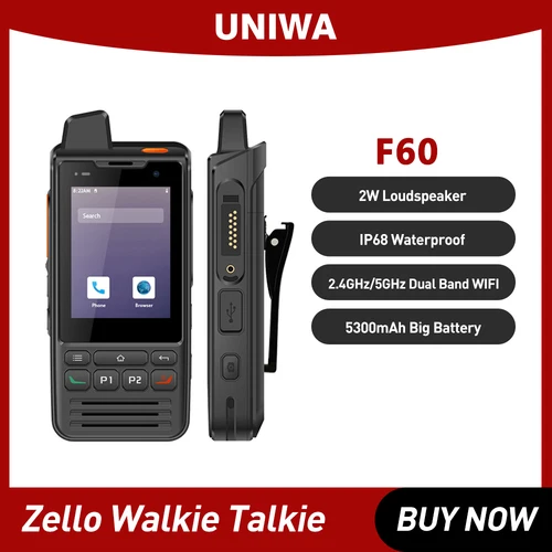 UNIWA F60 젤로 워키토키 4G 스마트폰, 안드로이드 9, 2.8 인치, 텔레포노스-y-통신, 방수 PTT, 5300mAh NFC 핸드폰 판매 중 