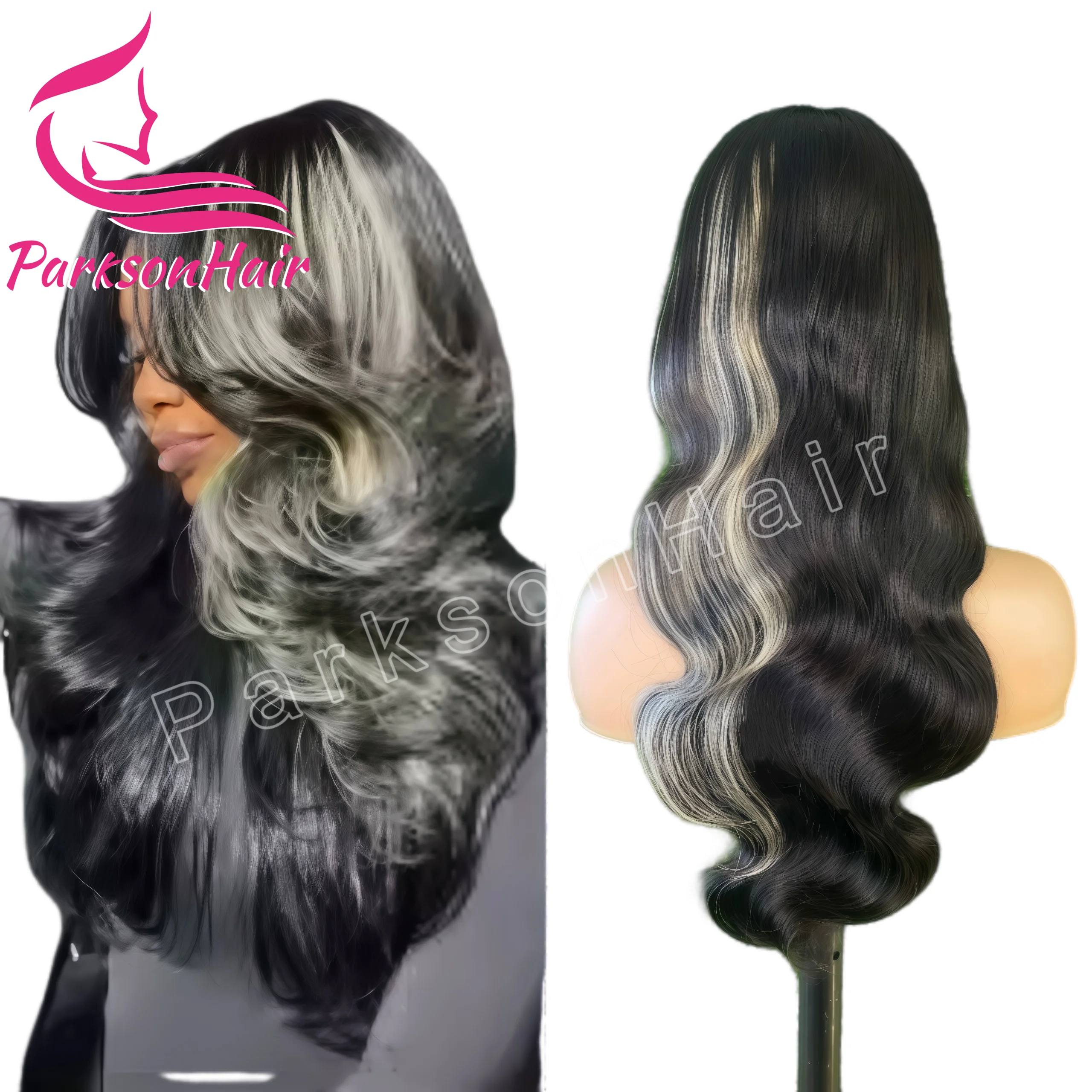 Блондинка/Черная объемная волна Парики из натуральных волос 2x6 Парик с закрытием шнурка Предварительно выщипанный бразильский парик 13x4 на шнуровке для женщин 100% человеческие волосы