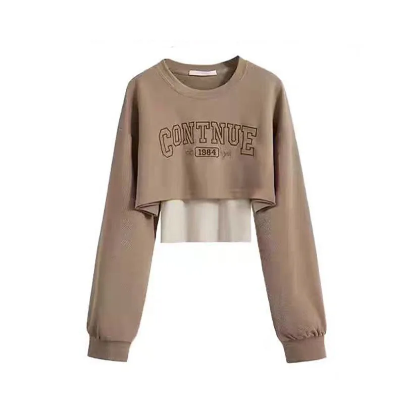 Traje Maillard de otoño de talla grande para mujer, Sudadera con capucha falsa Retro de dos piezas combinada con pantalones informales a cuadros adelgazantes, conjunto de dos piezas