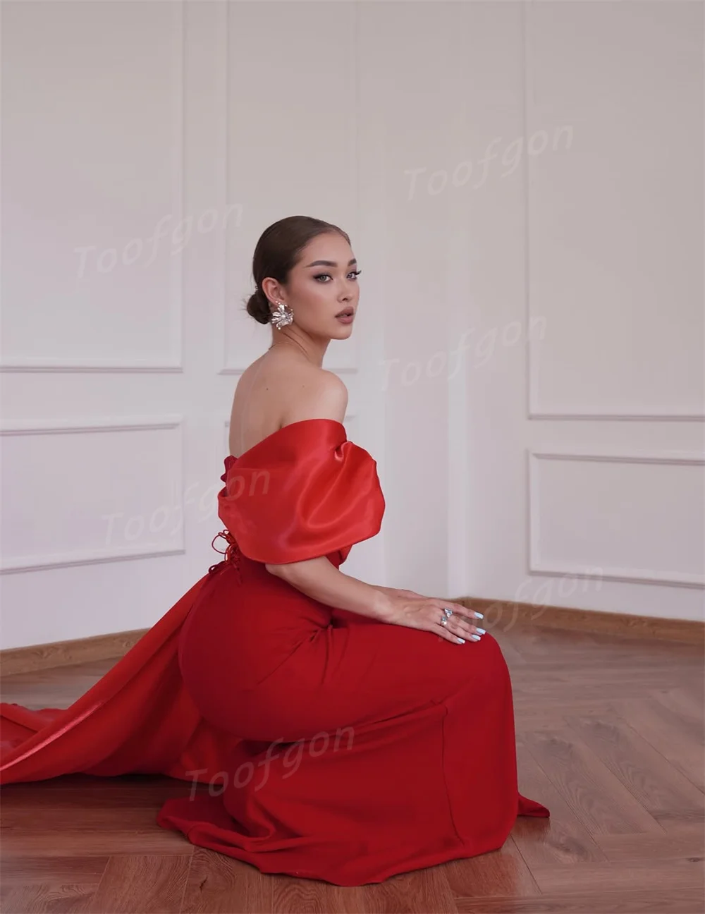 Toofgon Mermaid Satin Customized Evening Dresses One Shoulder Floor Women Formal Party Dress Bridesmaid Prom Gowns