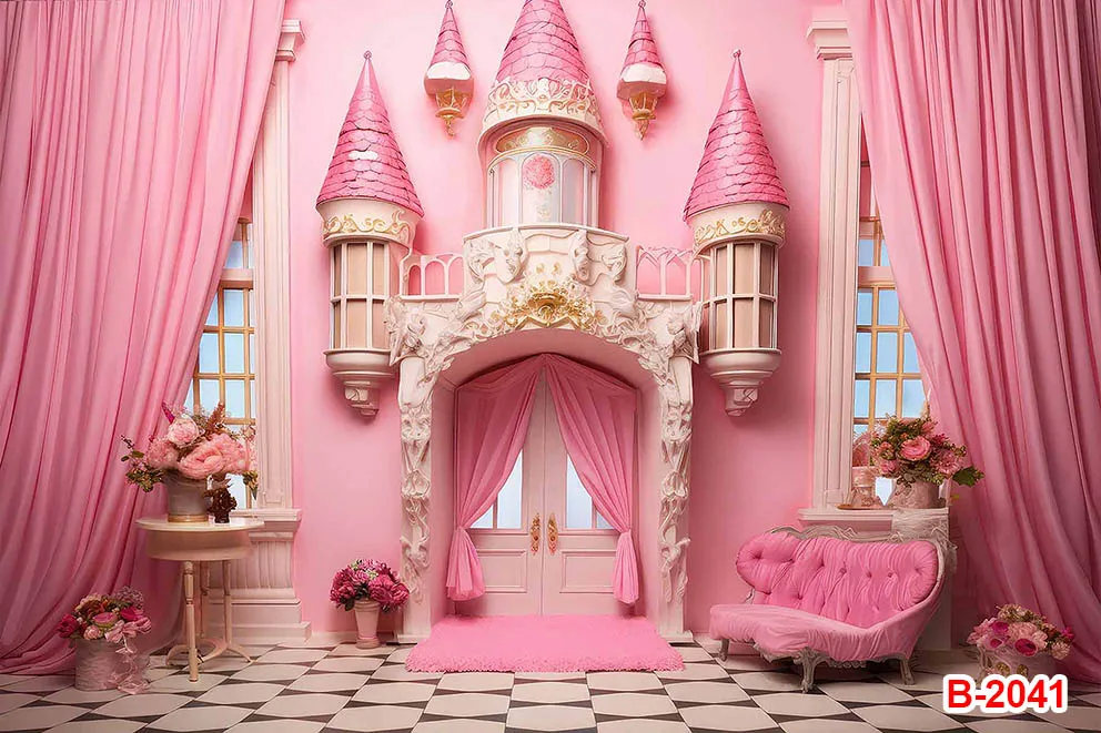 Barbie Pink Princess Cloakroom Backdrops for Photography Girl Birthday Portrait Photo Background Studio Photocall Props