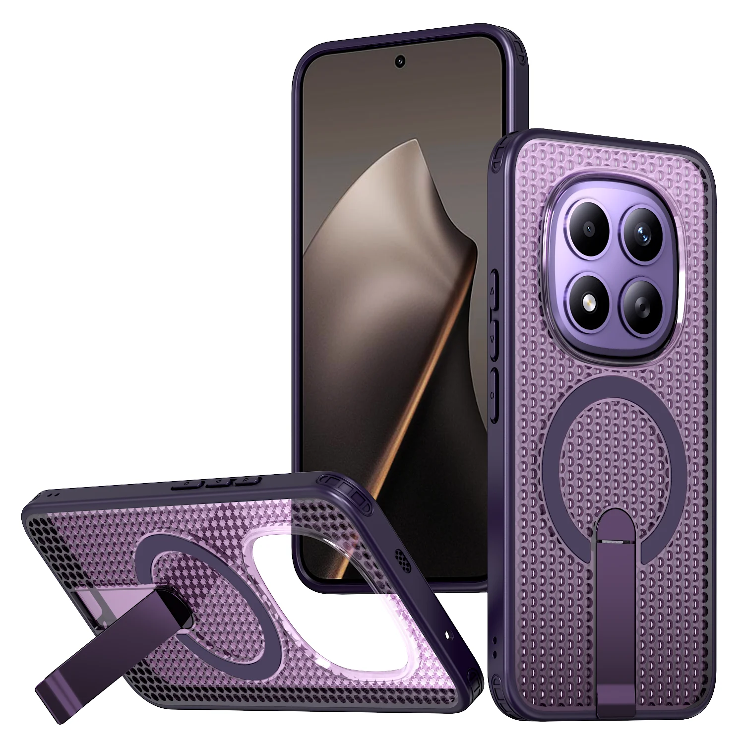 Premium Mesh Heat Dissipation Magnetic Car Stand Case For Xi