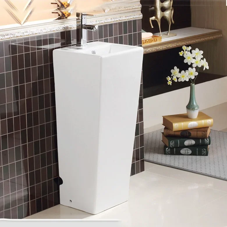 Integrated wash basin One-piece Small square Wash basin Ceramic basin Ultra small square column