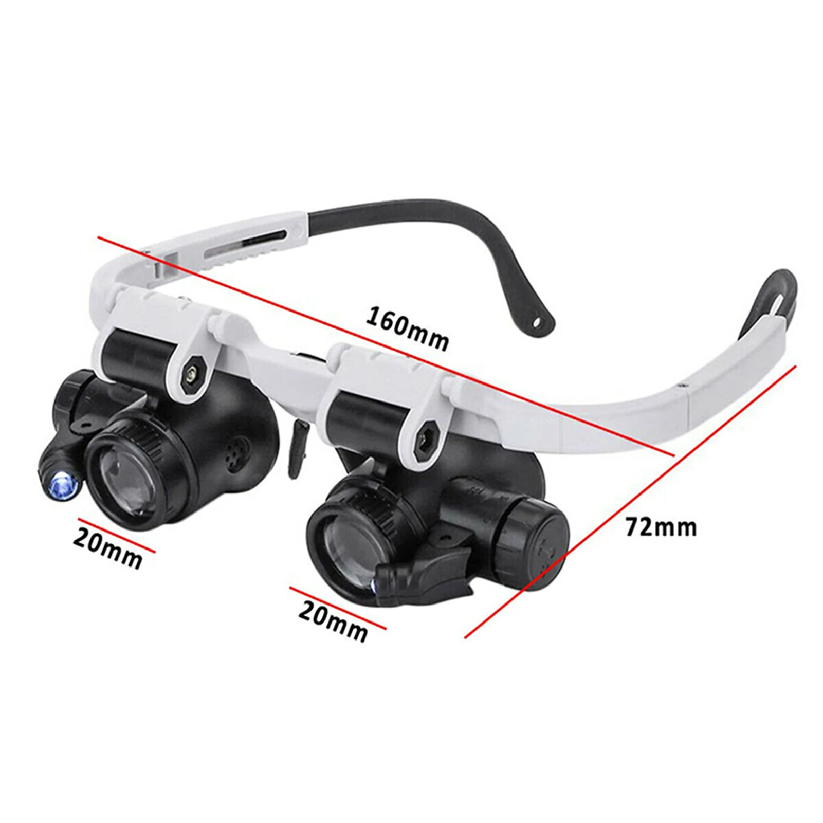 Telescope Magnifier with Dual LED Light Head-Mounted Magnifying Glass for Modelling Repairing Sewing Soldering