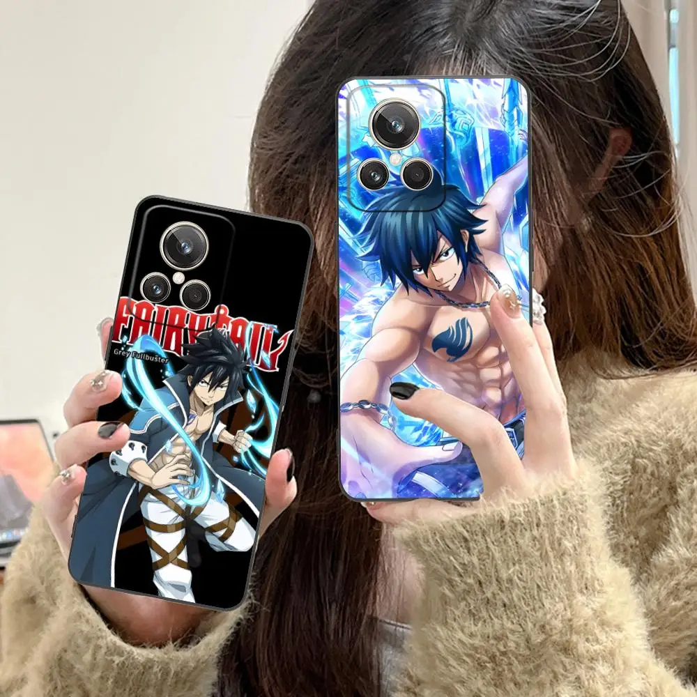 

Серый чехол для мобильного телефона Fairy Tail для Realme 15 14 13 12 11 10 9 Pro Plus T i Lite 5G с цветной печатью, роскошный чехол для смартфона