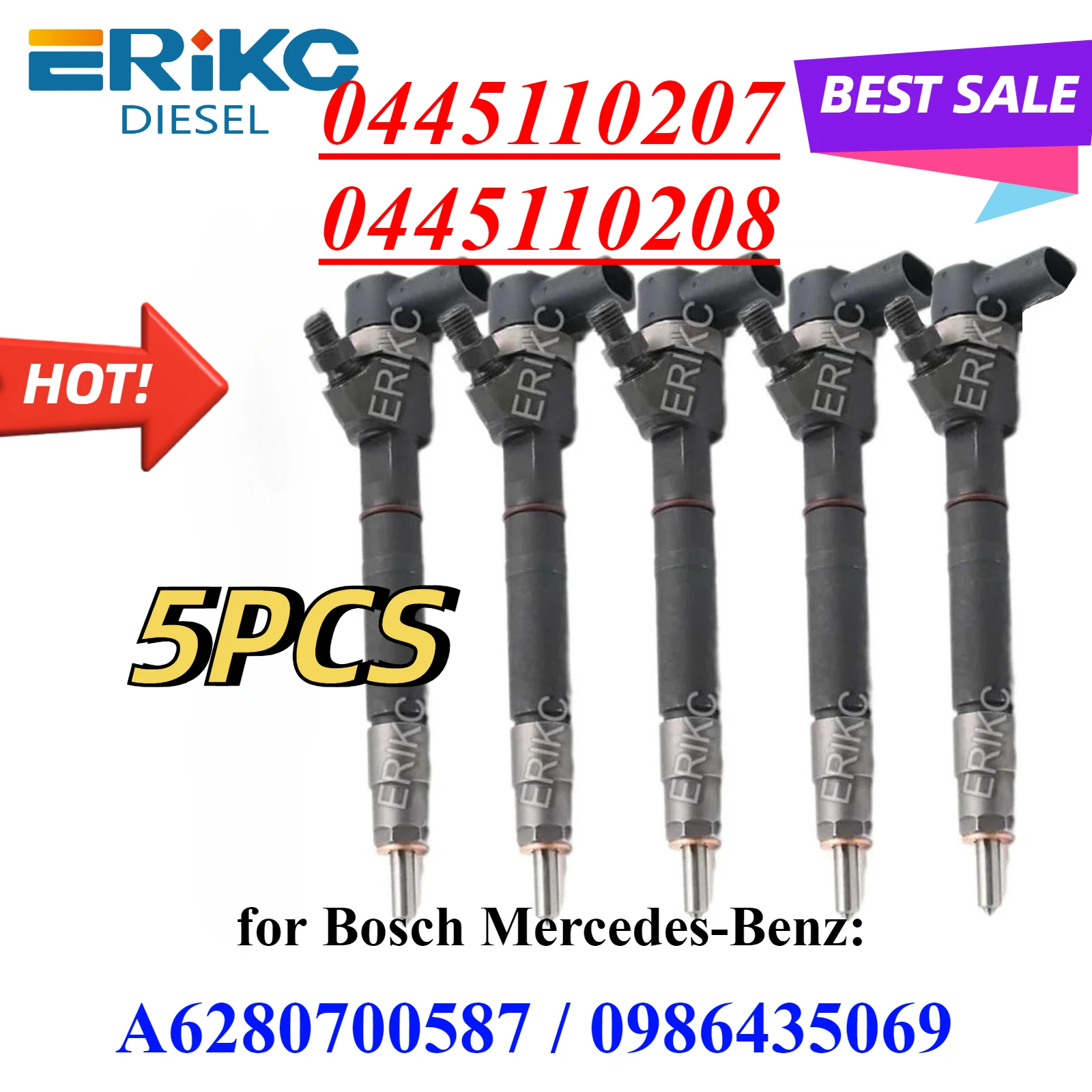 

5 шт. 0445110207 A6280700587 инжектор Common Rail 0445110208 форсунка автоматического насоса для Mercedes-Benz 0986435069