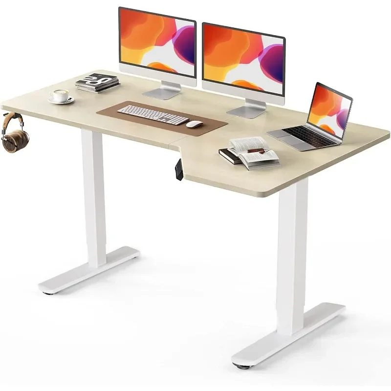 

Totnz Electric Standing Desk, Height Adjustable Sit-Stand Desk with Hooks, Modern Computer Desk for Small Spaces, Living Room