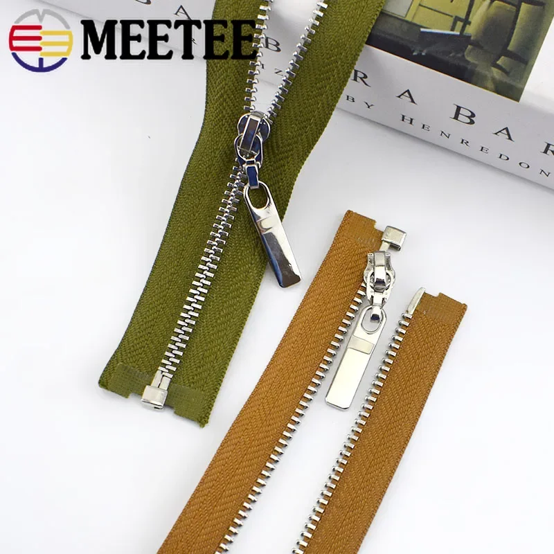 3Pcs Meetee 3# Metal Zippers 40/50/60/70cm Open-end Zip Gold Silver Teeth For Bags Jacket Garment Repair Sewing Accessories