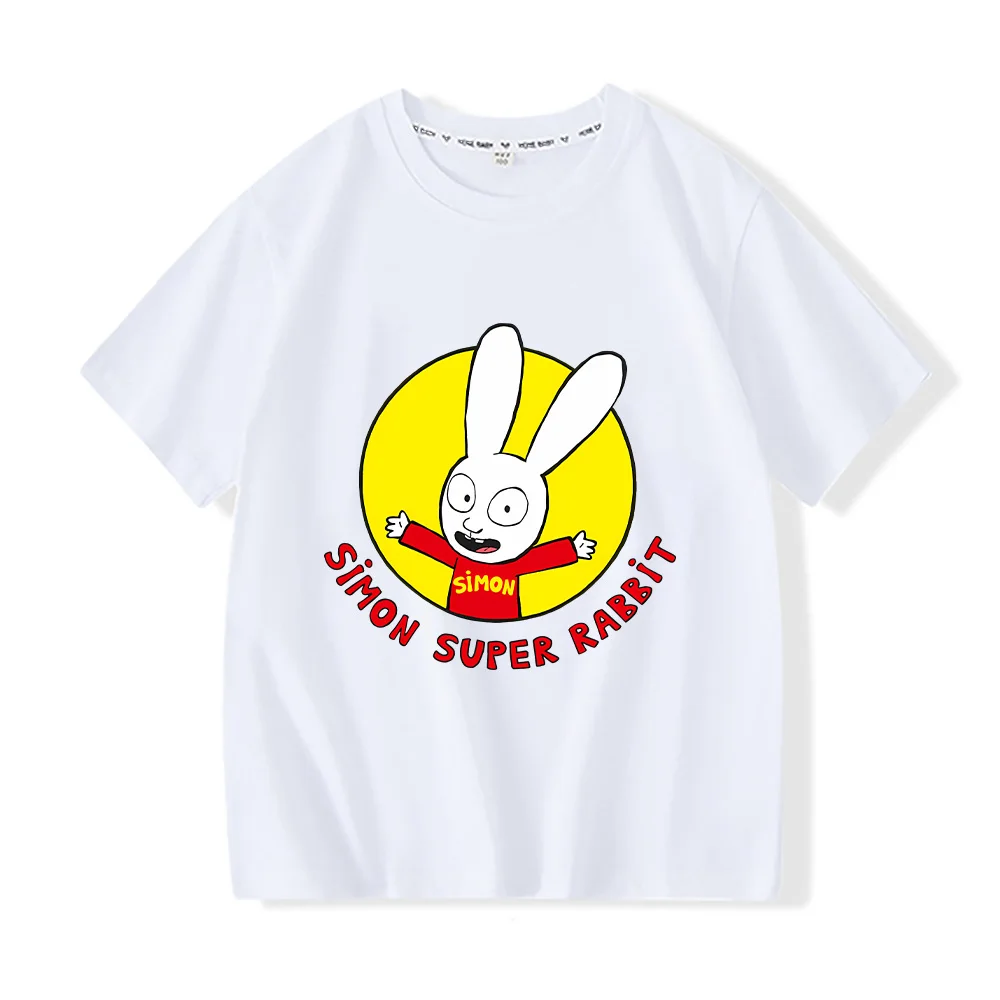 Simon Super Rabbit Tshirts Funny Children\'s Boys T-shirt Spring Summer Cotton Boys Girls Preschool Children Tops Cartoon Clothes