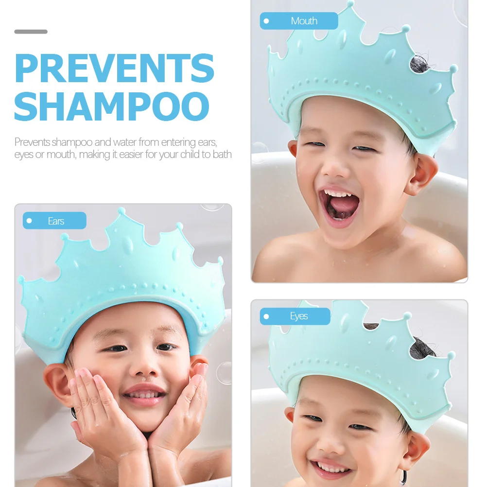 

Kids Bath Caps Crown Shape Waterproof Adjustable Shampoo Hair Washing Hat Protect Eyes Ears Mouth Children Shower Supplies