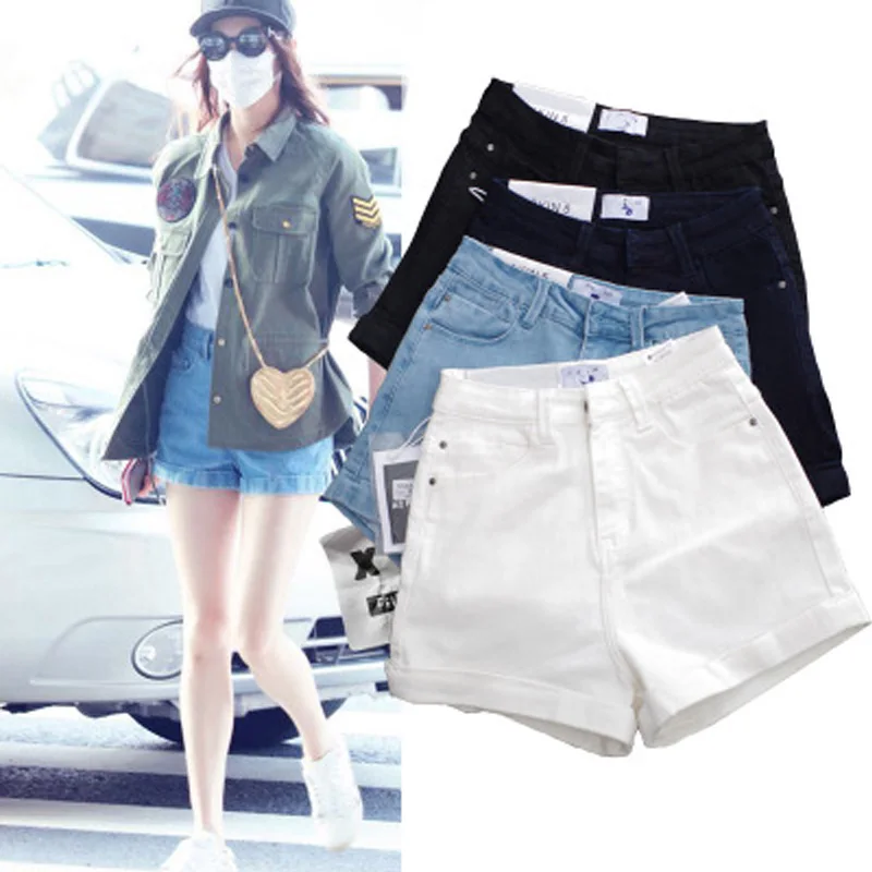 

White High Waist Denim orts Women Summer 2023 New Korean Sle Versatile Slimming Elastic Wide Leg Hot orts Cotton Stretch