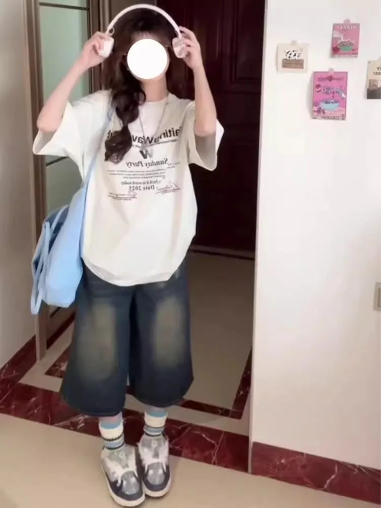 

Большие размеры, американские ретро популярные широкие джинсы для девочек на семь футов, женские осенние новые утягивающие широкие брюки