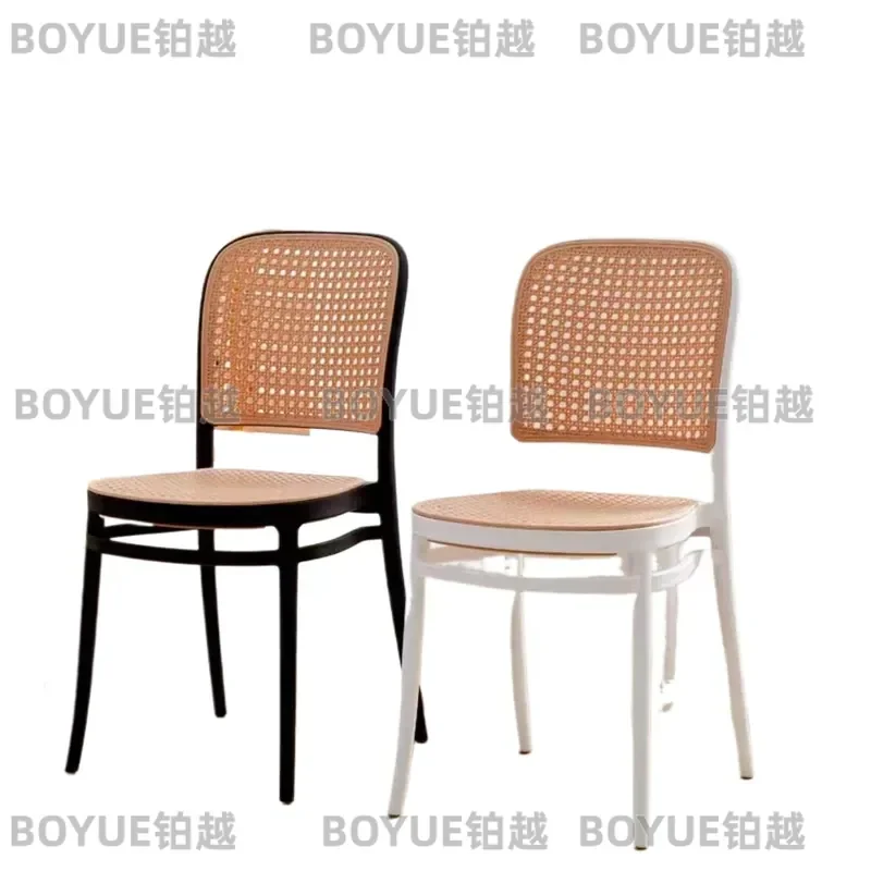 Woven Rattan Dining Chair Breathable Backrest Plastic Wicker Seat for Home Kitchen Outdoor Patio Commercial Restaurant