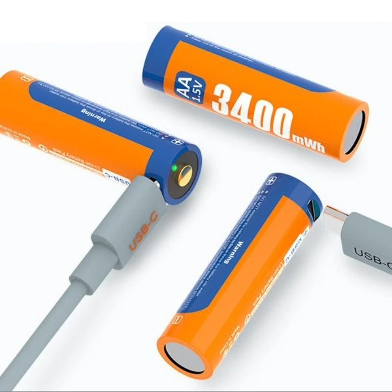 

1.5V 3400mWh AA Rechargeable Battery USB Type-C Rechargeable AA Li-ion Battery for Remote Control Electric Toys Mouse