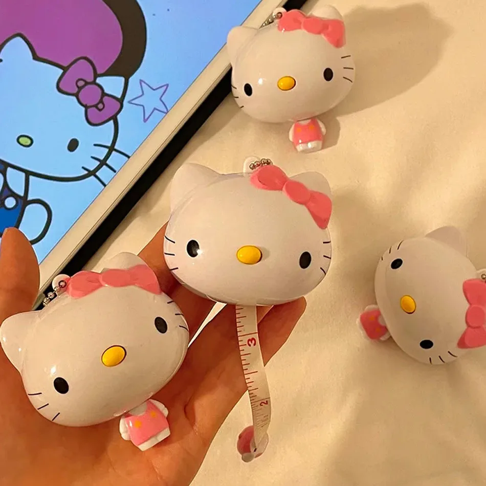 

1/3 шт. Милая мерная лента Hello Kitty в стиле аниме, многофункциональная мягкая рулетка, обучающий инструмент Hello Kitty