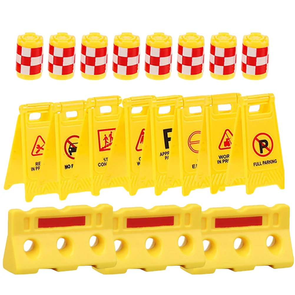 Children's Roadblock Toys Traffic Sign Models Prop for Kids Cognitive Cones Miniature Signs