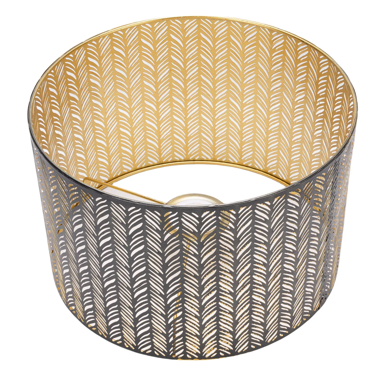 Table Lamp Replacement Shade Decorative Leaf Hollow Out Cylinder Metal Lampshade Iron Black and Gold E14 E27 for Wall Lamp