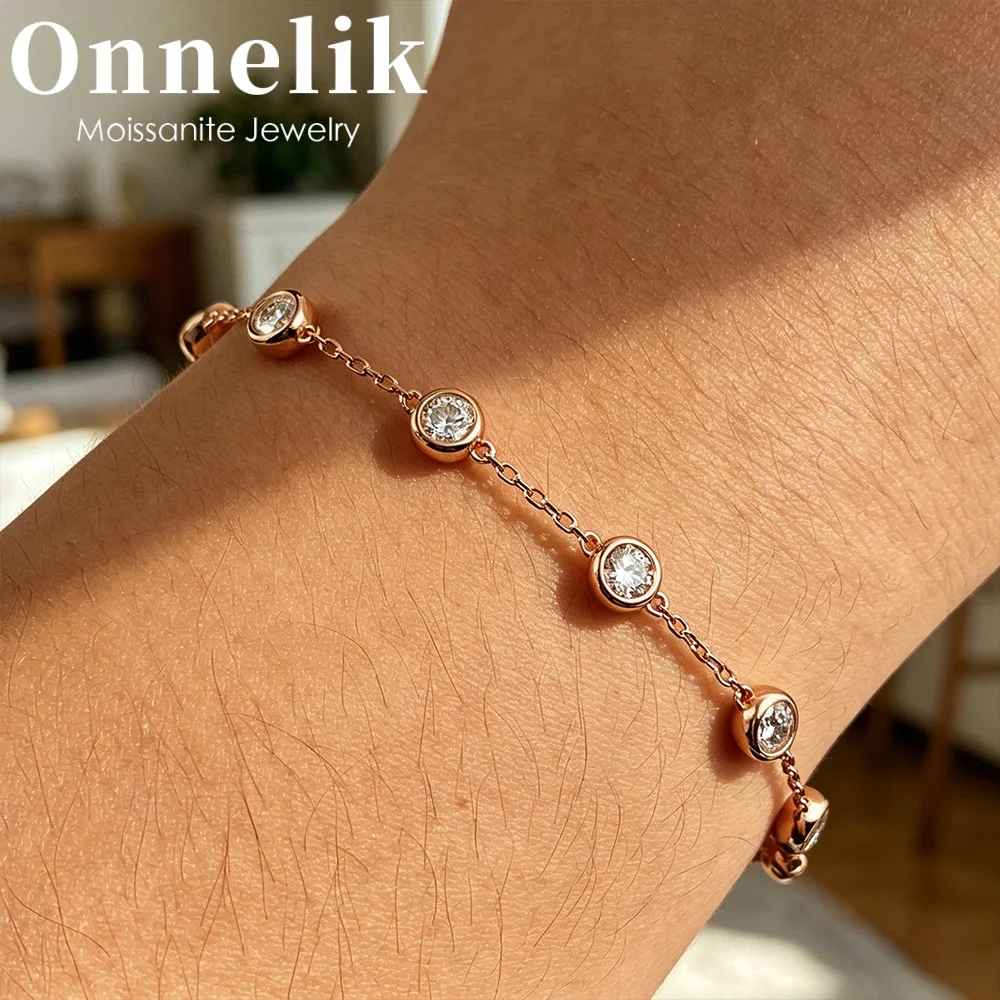 

Onnelik 2.4ct D Color Bubble Moissanite Tennis Bracelet for Women Wedding Birthday Fine Jewelry 925 Sterling Sliver Bracelets