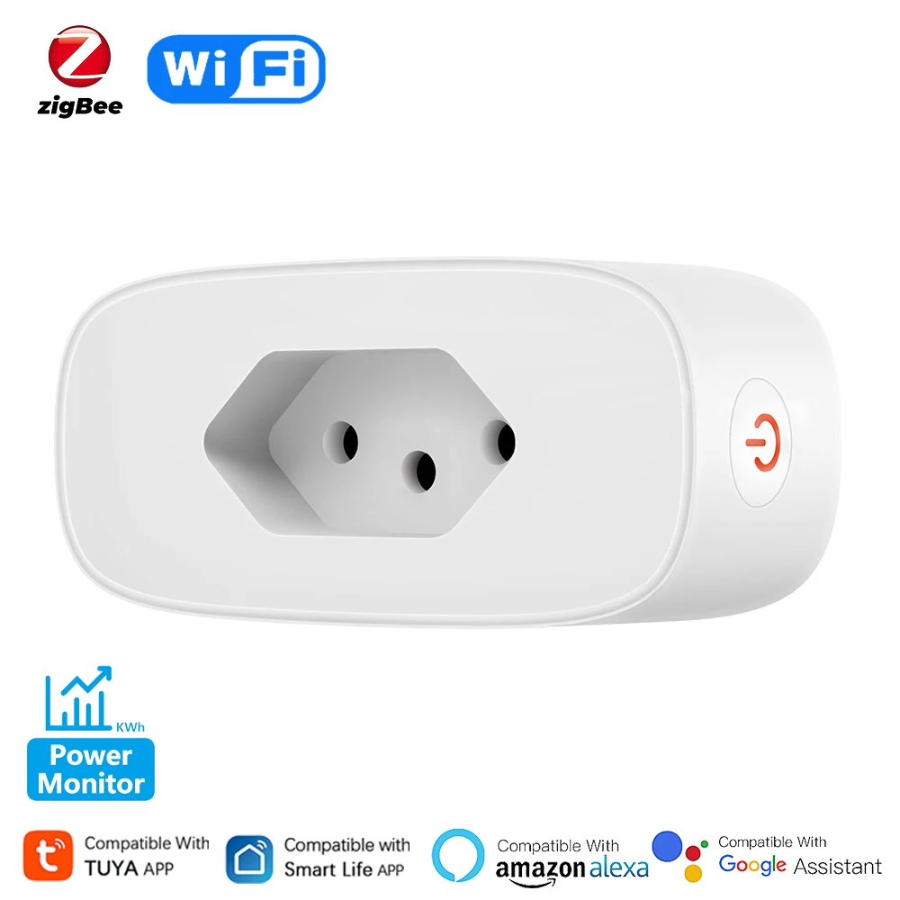 Tuya Smart Plug Wifi/Zigbee 16a Brasil Versie App Power Monitor Socket Timing Aan/Uit Voice Control Werkt Met Alexa Google Home