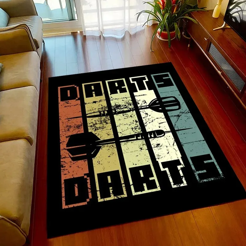 Retro Darts Theme Area Rug Large Carpet for Man Cave Living Room Game Room Decor Soft Non-Slip Washable Floor Mat