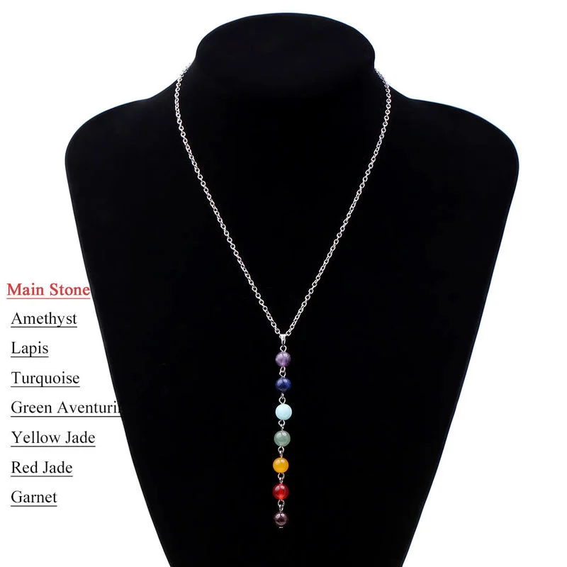 7 Chakras Yoga Women Jewelry Sets Healing Reiki Rainbow Chips Earrings Bracelet Necklaces Pendants Natural Gem Stone Mala Beads