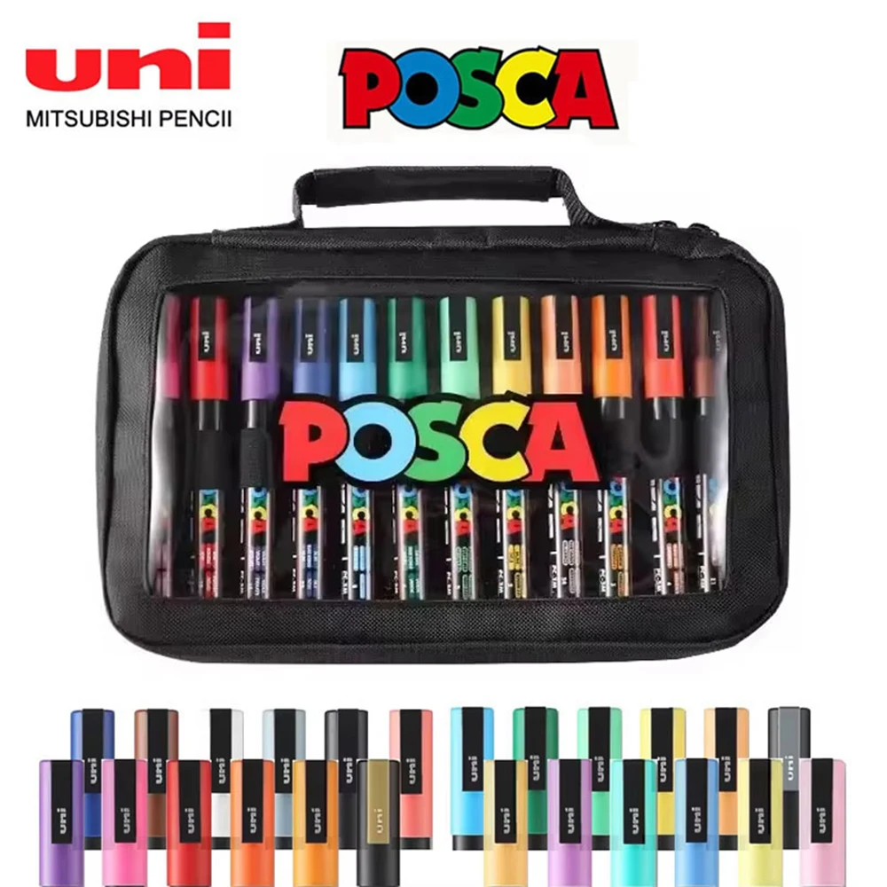 24-farbiges UNI-Marker-Set POSCA PC-3M 0,9 mm ~ 1,3 mm POP-Werbeposter Graffiti-Kennzeichnung