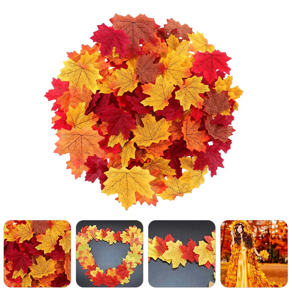 

800 Pcs Simulated Maple Leaf Decoration Fall Fake Decorations Indoor Artificial Color Leaves Outdoor Fabric for