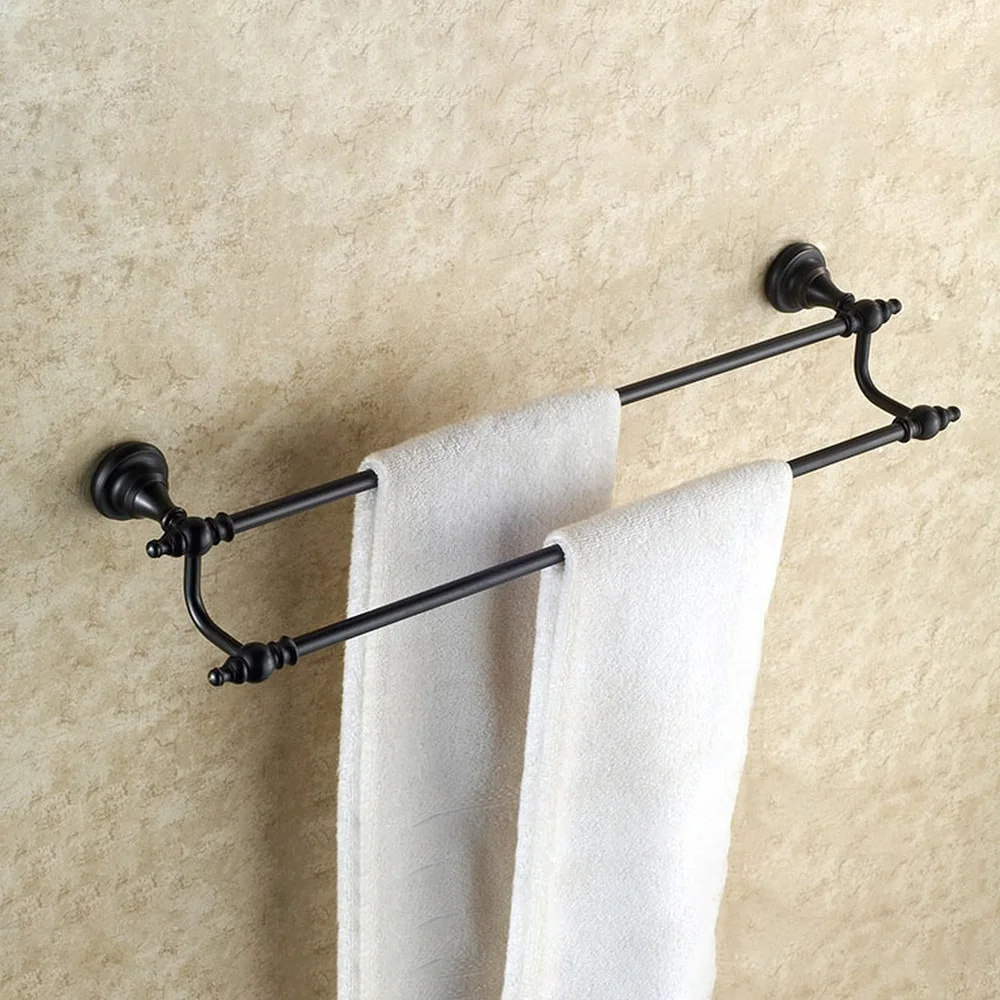 

Oil Rubbed Bronze Towel Bars Double Rails Wall Shelves Towel Holder Bath Shelf Towel Hanger Bathroom Accessories zba822