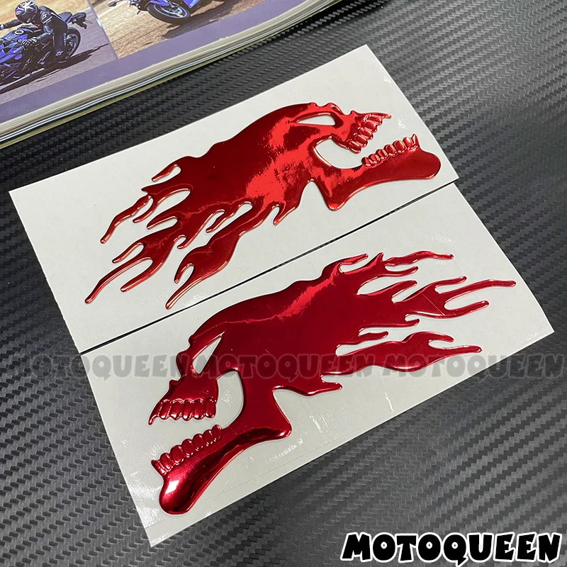 3D Flame Skull Head Vintage Motorcycle Car Styling Label Emblem Gas Fuel Tank Pad Helmet Decor Decals Stickers For Harley BMW 4