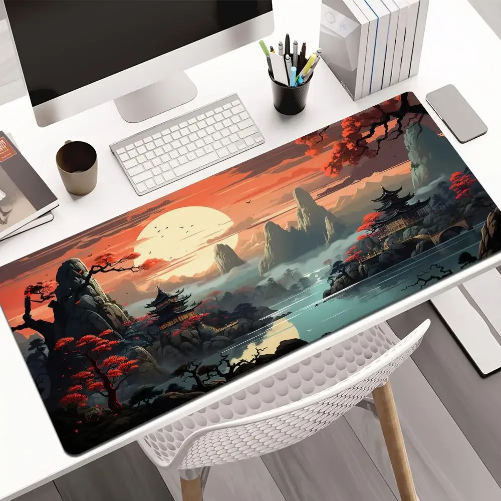 Red And Black Art Landscapes Mouse Pad Rubber Anti Slip Desk Mat Gamer Pc Accessories Gaming Mat Keypad Expansion Mousepad