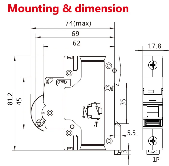 GEYA – disjoncteur de Type AC, 1P MCB 6A-63A Rail Din 220V 400V, courbe C, capacité de rupture 6KA