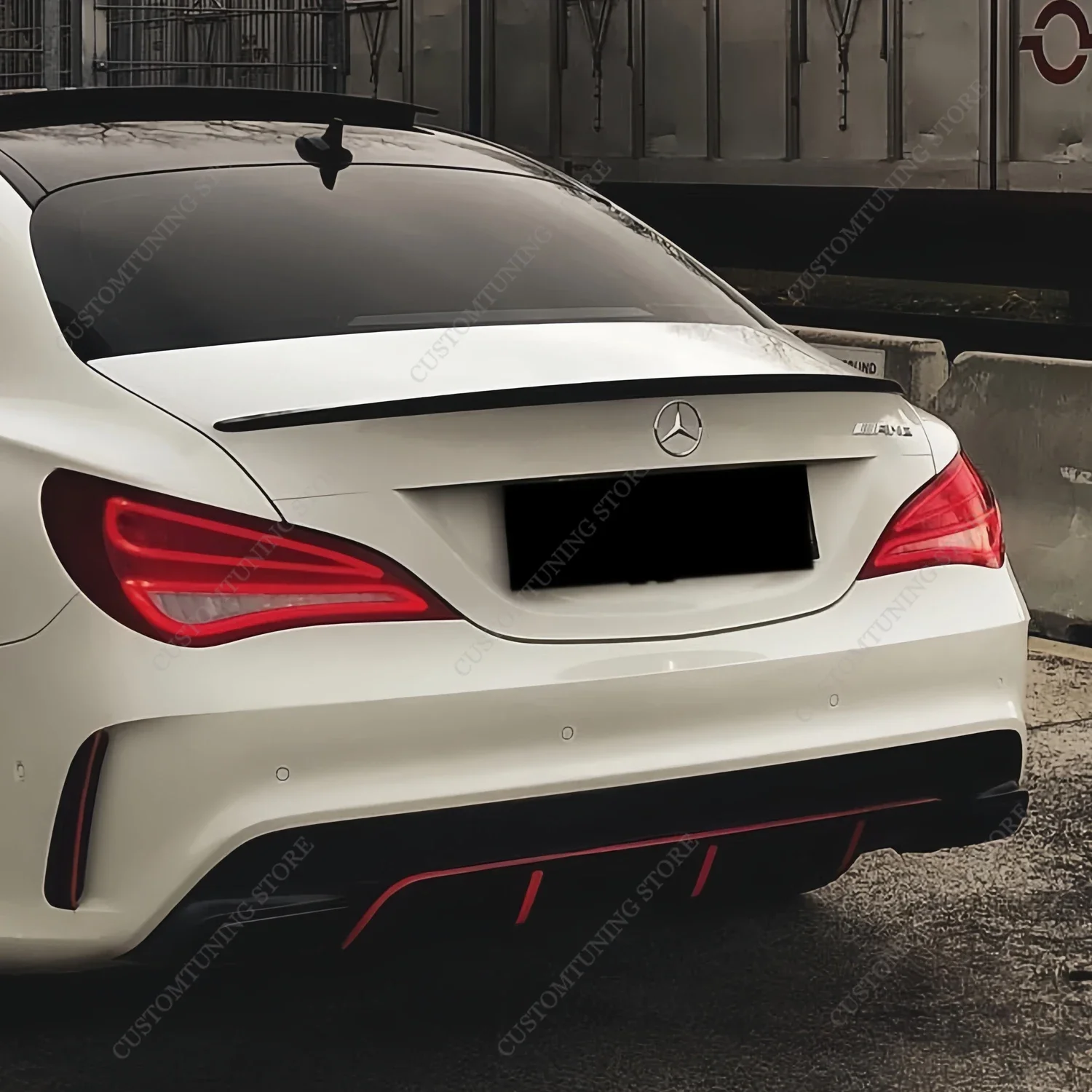 For Mercedes W117 Gloss Black 45S Style Rear Spoiler Wing C117 CLA 200 220d 250 250d Coupe 2012-2018 Rear Trunk Spoiler Caps