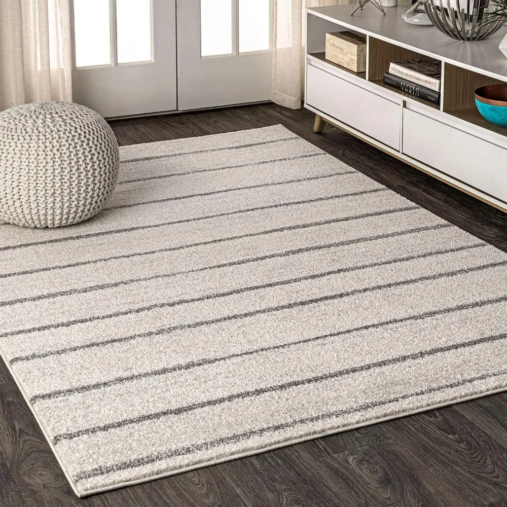 

8 X 10 Stripe Indoor Farmhouse Area-Rug Bohemian Minimalistic Easy-Cleaning Bedroom Kitchen Living Room Non-Shedding Carpet