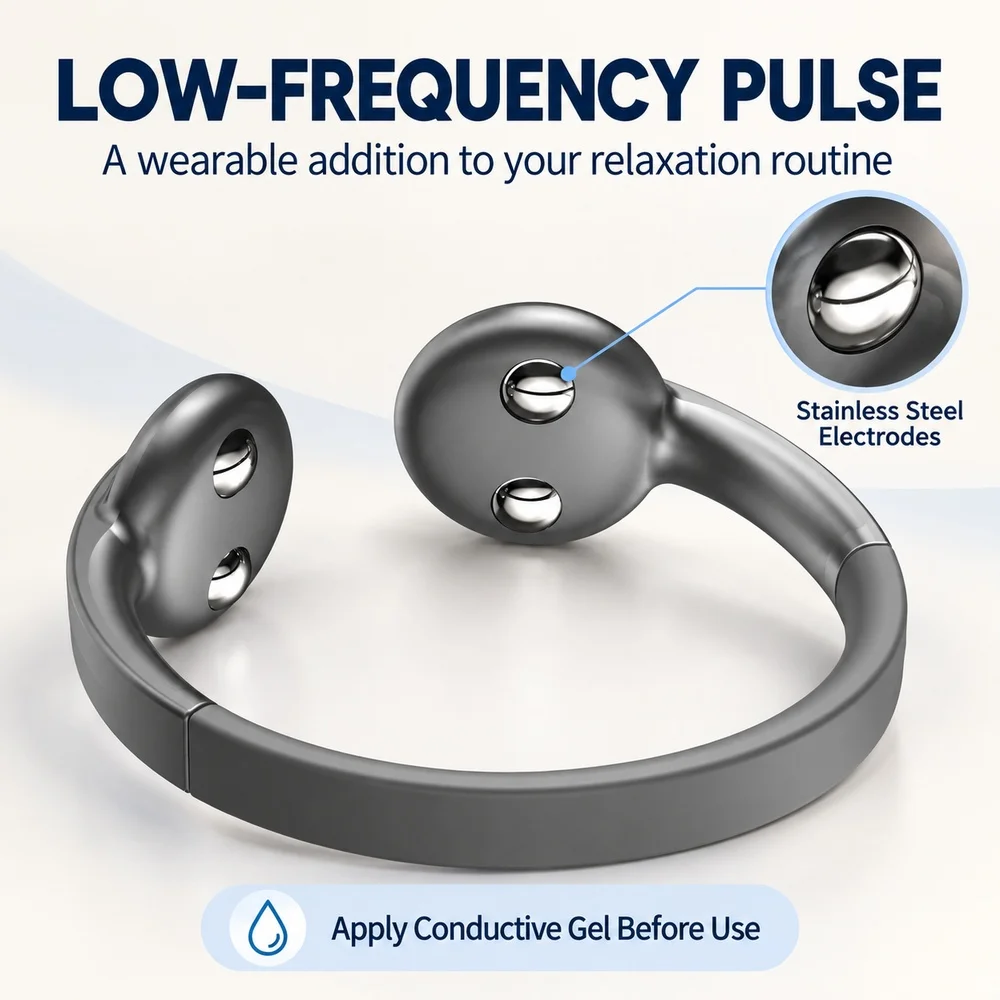 Neck Relaxation Device Low Frequency Pulse 9 Intensity Levels with Remote Control Type C Rechargeable Vagus Nerve Stimulator