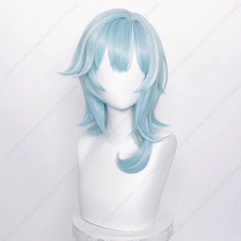 Eula Cosplay Wig 48cm Long Mixed Color Hair Heat Resistant Synthetic Wigs