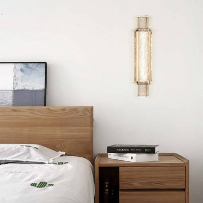 Lampu dinding latar belakang kristal Nordic, lampu dinding ruang tamu, ruang model postmodern dan minimalis, lampu dinding kamar tidur