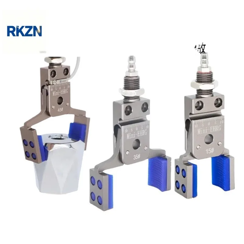 Manipulator Detection Fixture, Pneumatic Wide Small Clip, Mini-ERG Mini Small Gripper with Silicone Pad, Nozzle Clip